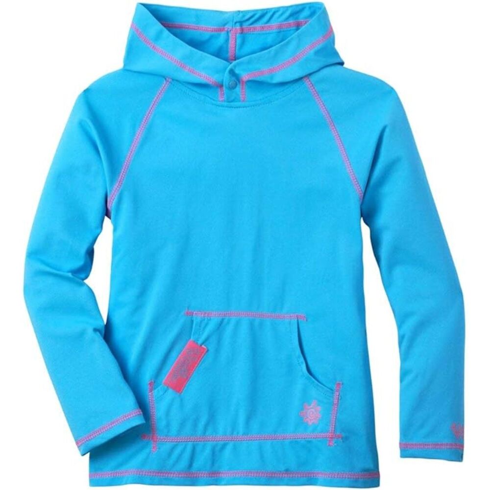 UV SKINZ Girls Pullover Hoodie, Full Stretch Knit Pique Fabric UPF 50+ Size 14